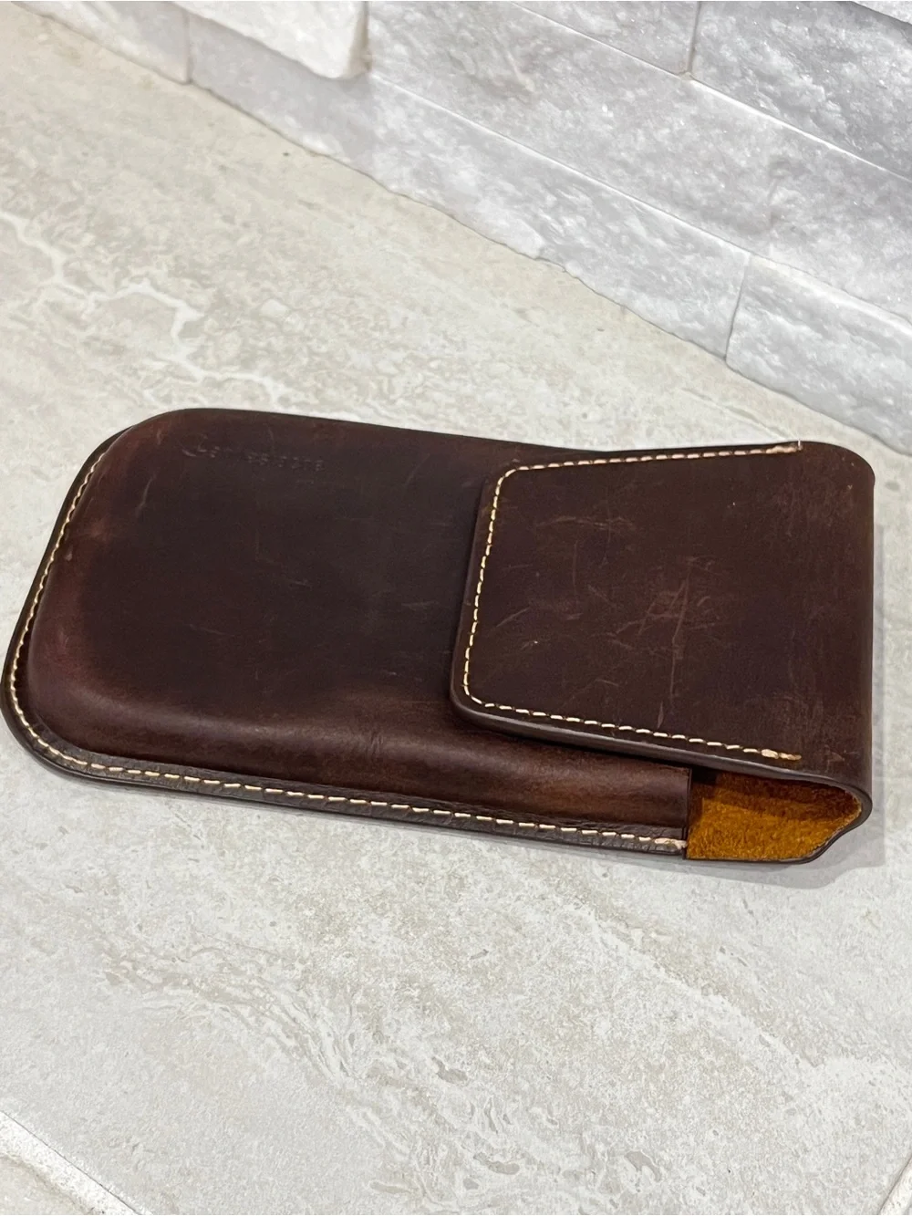 Leather Phone Pouch Case - Brown